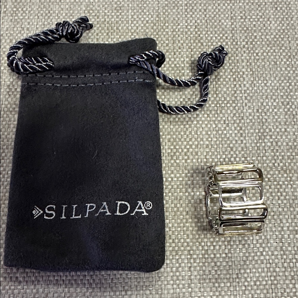 Silpada Open Framework Geometric Ring 2 Tone Ster… - image 4